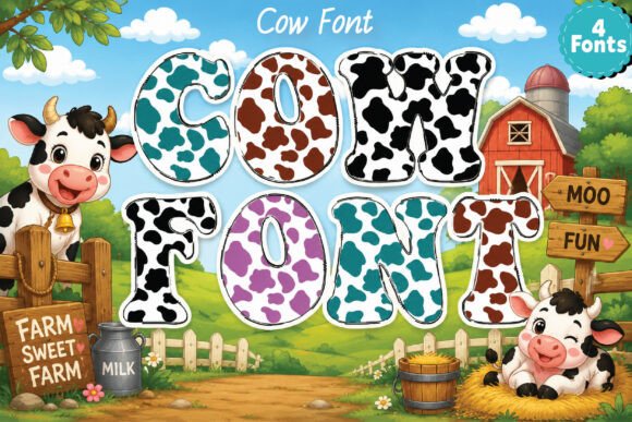 Cow Print Font Bundle: Adding Farmhouse Charm to Modern Design