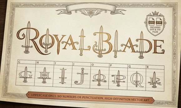 Royal Blade: Where Elegant Typography Meets Medieval Weaponry